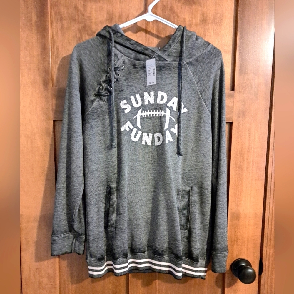 Sunday Funday Football Hoodie. Brand: Maurices. Size: Small. Color: Gray